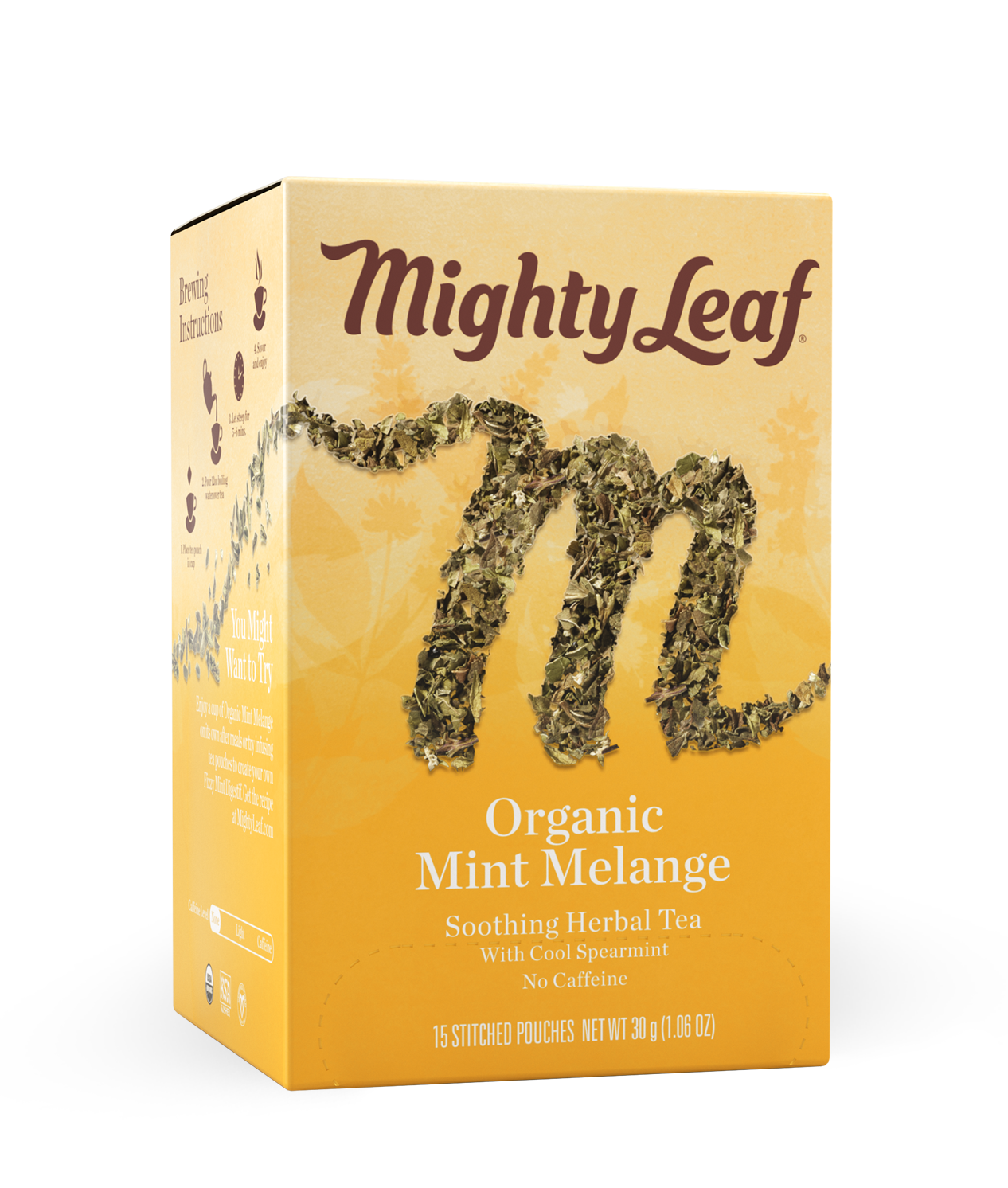 Mighty Leaf Organic Mint Melange Tea | Free Shipping Over $49, 15ct Tea Bags